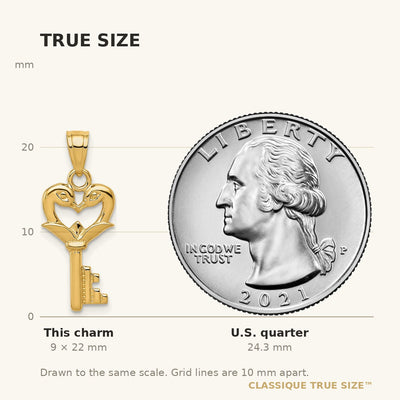 14K Polished Swans Heart Key Charm