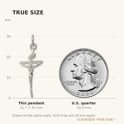 Sterling Silver Inri Crucifix Pendant, 31 x 11mm
