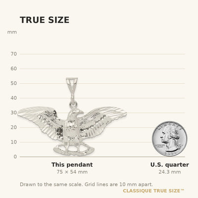 Sterling Silver Eagle Pendant, 54 x 28mm