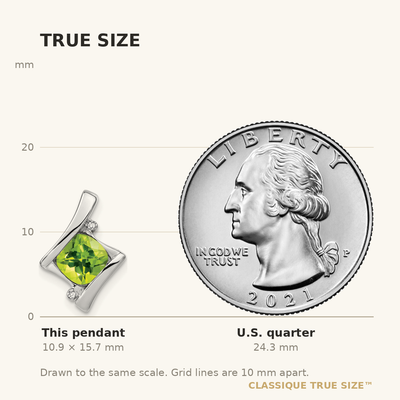 14K White Gold Peridot and Diamond Pendant, 15.7 x 11.1mm