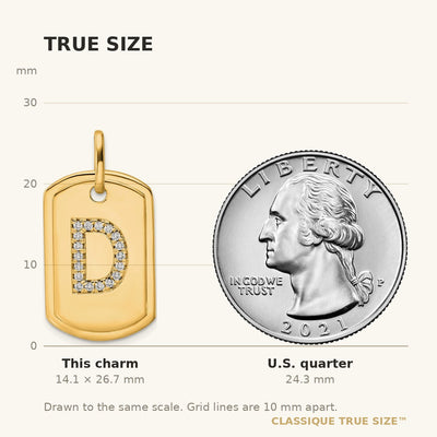 14K Diamond Initial D Dog Tag Charm