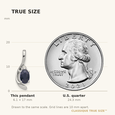 14K White Gold Sapphire and Diamond Pendant, 17 x 6mm