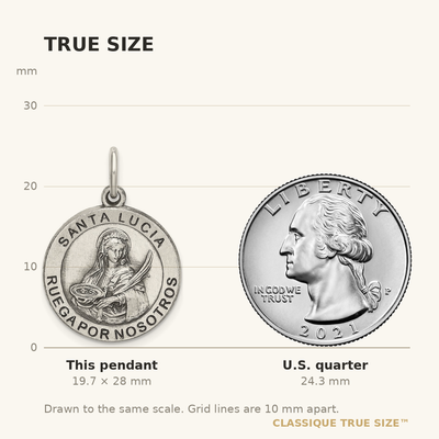 Sterling Silver Satin Antiqued Spanish St. Lucy Medal Pendant