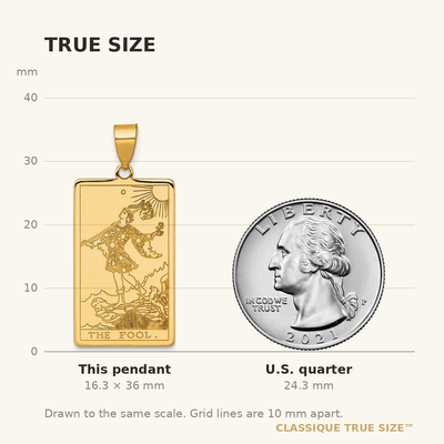 14K Yellow Gold The Fool Tarot Card Pendant
