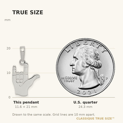 14K White Gold I Love You Hand/ Sign Language Pendant