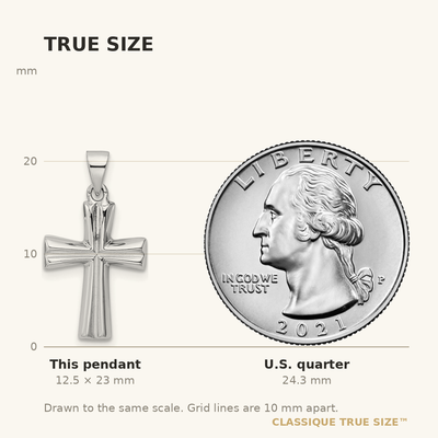Sterling Silver RH Polished Cross Pendant, 23 x 12.6mm