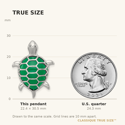 Sterling Silver Rhodium-plated Polished Dyed Jade Quartz Turtle Chain Slide Pendant