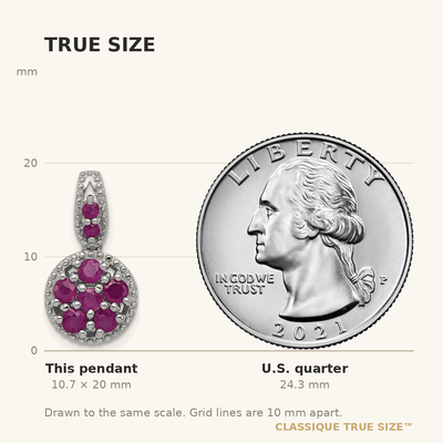 Sterling Silver Rhodium-plated & Ruby Circle Pendant