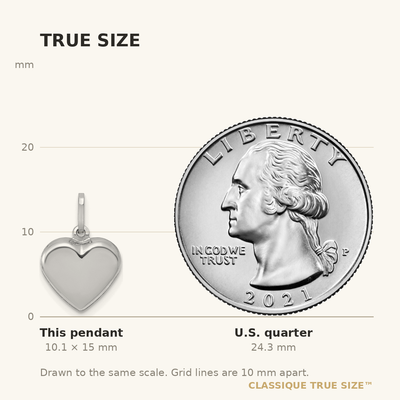 14K White Gold Polished 3-D Heart Pendant