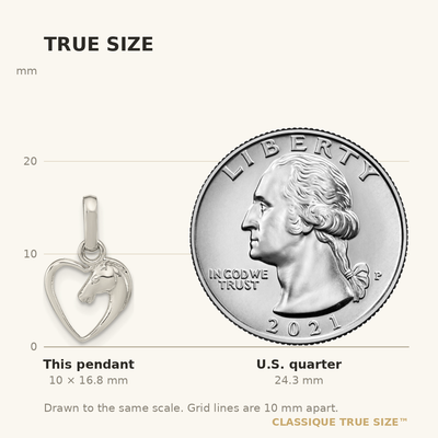 Sterling Silver Rhodium-plated Open Heart Horse Head Pendant
