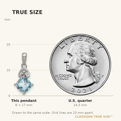 Sterling Silver Rhodium Plated Diamond and Light Swiss BT Pendant, 17 x 8mm