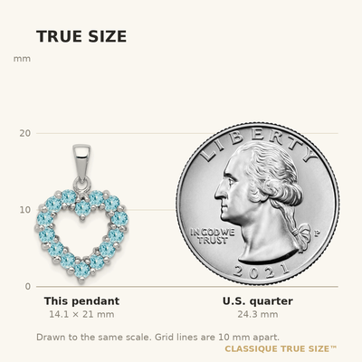 Sterling Silver Rhodium Light Swiss Blue Topaz Heart Pendant