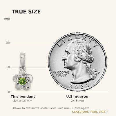 Sterling Silver Rhodium-plated Floral Peridot Pendant, 16 x 3.4mm