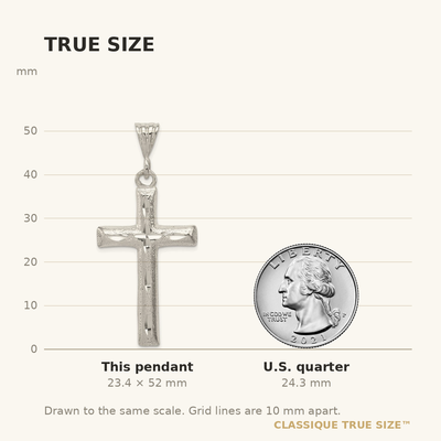 Sterling Silver Latin Cross Pendant, 52 x 24mm