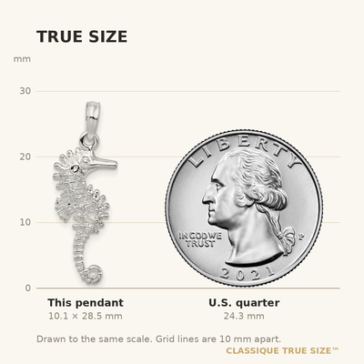 De-Ani Sterling Silver Rhodium-Plated Polished and Textured 3D Seahorse Pendant
