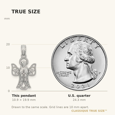 14K White Gold Angel Pendant