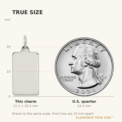 14kw Plain .013 Gauge Rectangular Engravable Disc Charm, 25.2 x 10.5mm