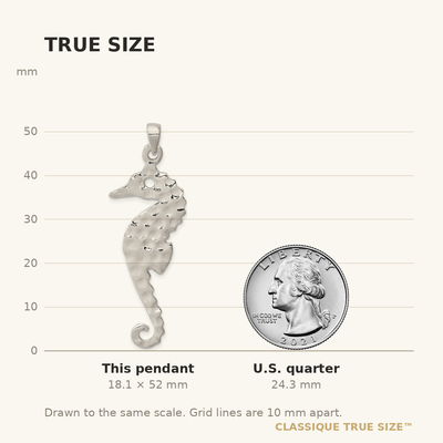 Sterling Silver Hammered Polished Seahorse Pendant