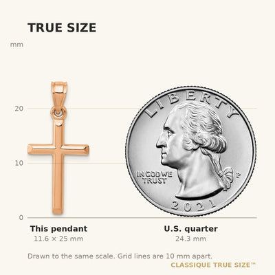 14K Rose Gold Polished Hollow Cross Pendant