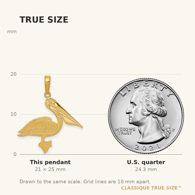 14K Pelican Pendant, 25 x 24mm