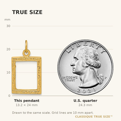 14K Fancy Border Picture Frame Pendant