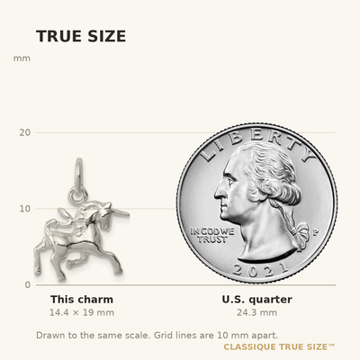 Sterling Silver Unicorn Charm, 19 x 16mm