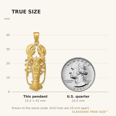 14K 3D Lobster Pendant