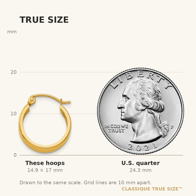 14K Small Hoop Earrings, 17 x 5.75mm