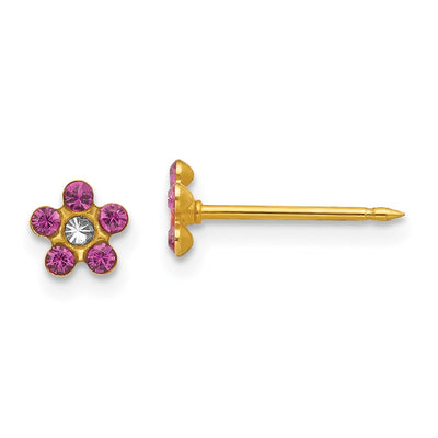 Inverness 14K February Purple Crystal Birthstone Flower Earrings