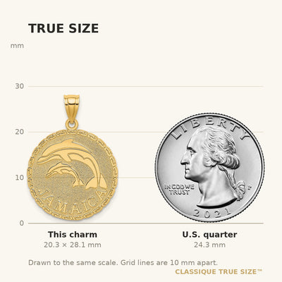 14K JAMAICA and Dolphins Disk Charm