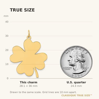 14K Plain .018 Gauge Engravable Clover Disc Charm, 36 x 27.76mm