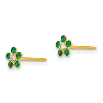 Inverness 14K May Green Crystal Birthstone Flower Earrings