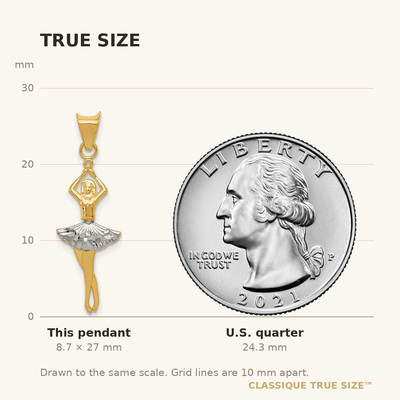 14K w/Rhodium Polished Moveable Dancer Pendant