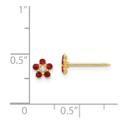 Inverness 14K July Red Crystal Birthstone Flower Earrings