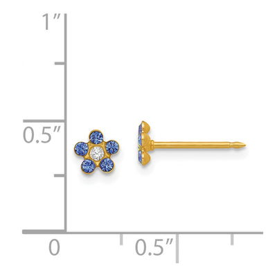Inverness 14K September Blue Crystal Birthstone Flower Earrings