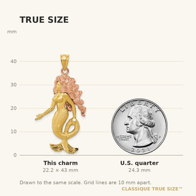 14K Two-Tone Mermaid Charm