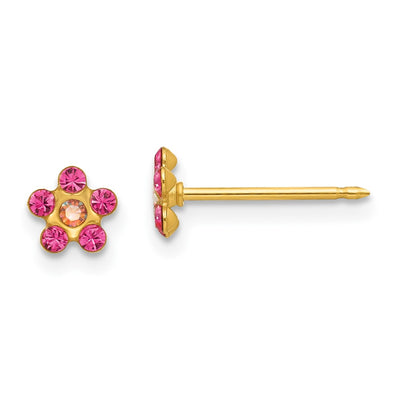 Inverness 14K October Pink Crystal Birthstone Flower Earrings