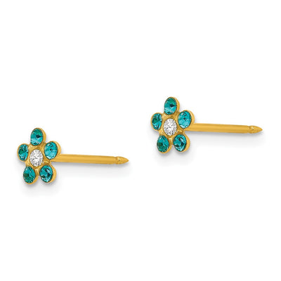 Inverness 14K December Blue Crystal Birthstone Flower Earrings