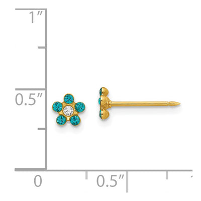 Inverness 14K December Blue Crystal Birthstone Flower Earrings