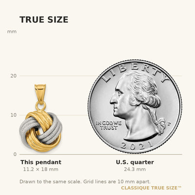 14K Two-Tone Polished Textured Love Knot Pendant