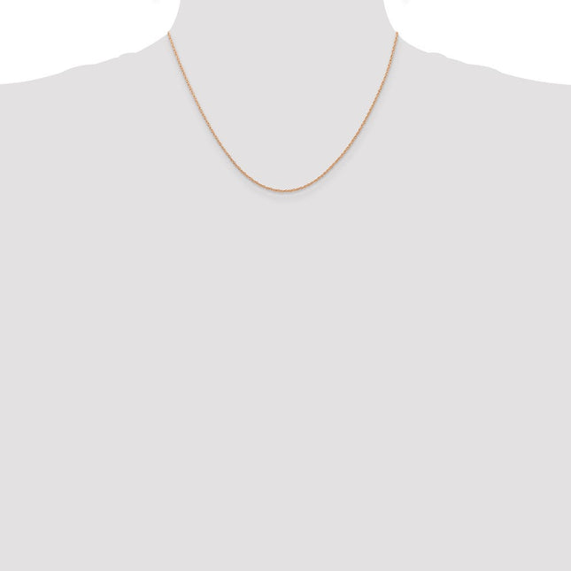 14K Rose Gold Carded . Cable Rope with Spring Ring Clasp Chain