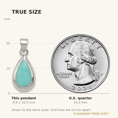 Sterling Silver Rhodium Polished Lab Created Turquoise Teardrop Pendant