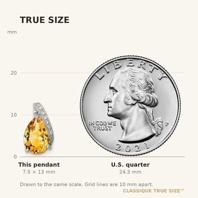 Sterling Silver Rhodium Pear Citrine Pendant