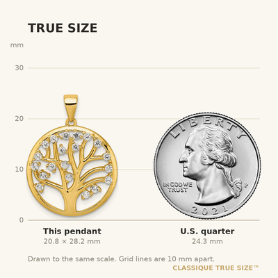 Sterling Silver Gold-tone Created White Sapphire Tree of Life Pendant