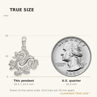 De-Ani Sterling Silver Rhodium-Plated Polished Small Dragon Pendant