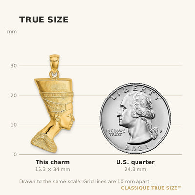 14K 2-D Polished / Textured Nefertiti Profile Charm