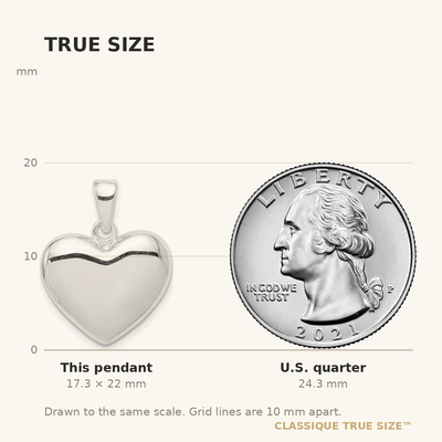 Sterling Silver Polished Heart Pendant, 22 x 20mm