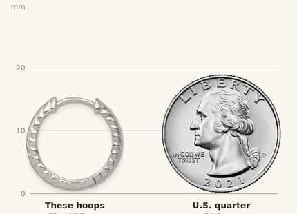 Classique True Size: Sterling Silver Rhodium-plated Polished 4.00 x Braided Round Hinged Hoop Earrings shown next to a US quarter (24.3 mm)