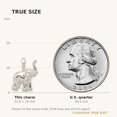 Sterling Silver Elephant Charm, 15 x 10mm