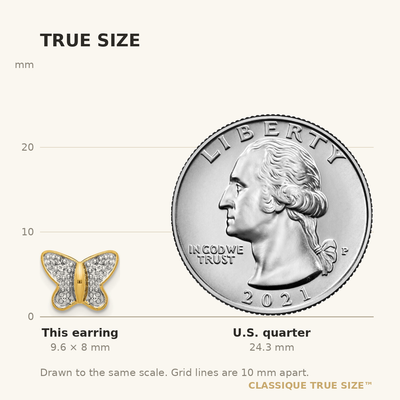14K w/Rhodium Diamond Butterfly Post Earrings